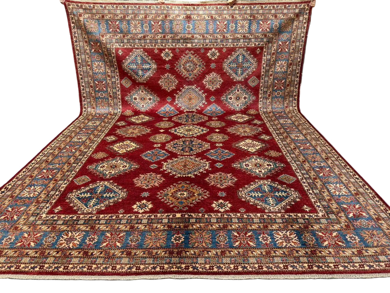 Hand-Knotted Vegetable Dye Kazak Rug from Pakistan,  10' 4" x 13' 5"