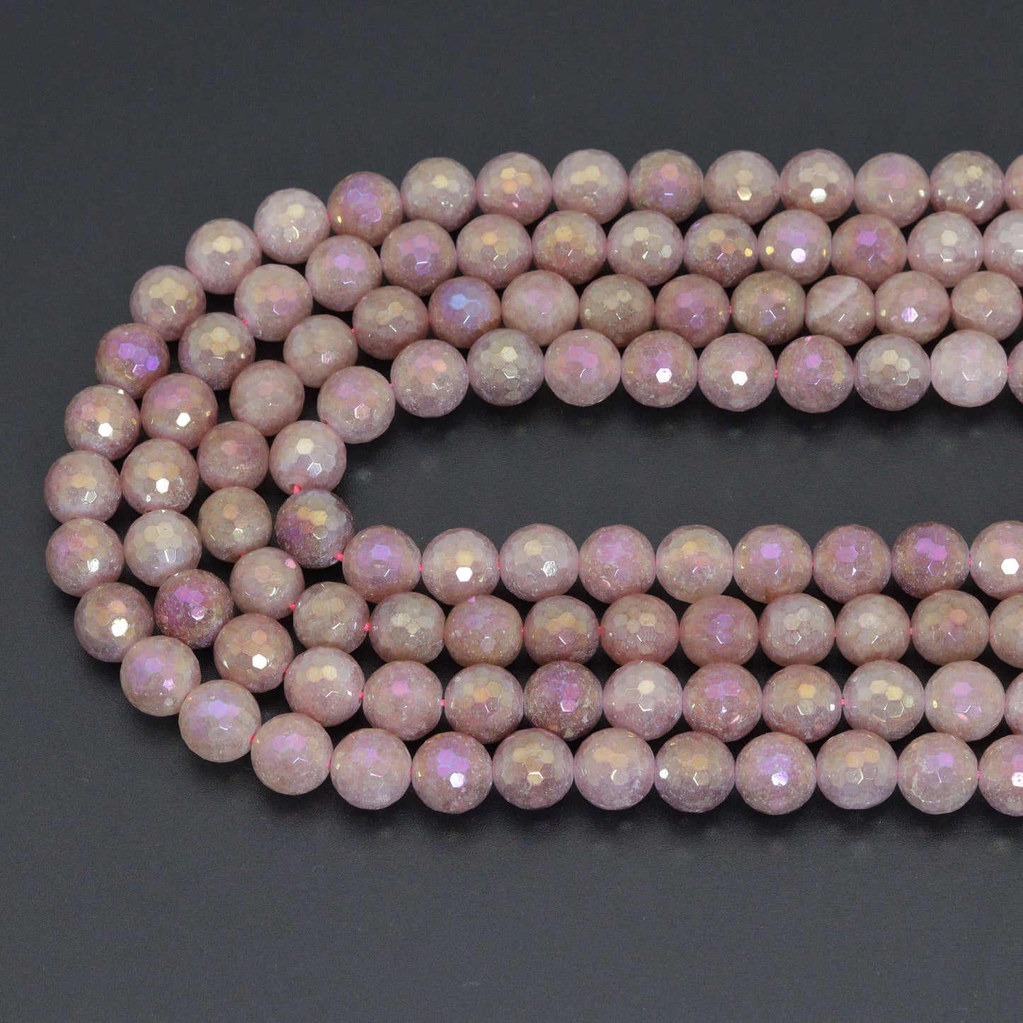 Mystic Strawberry Quartz Round Faceted Beads, Sku#U2214