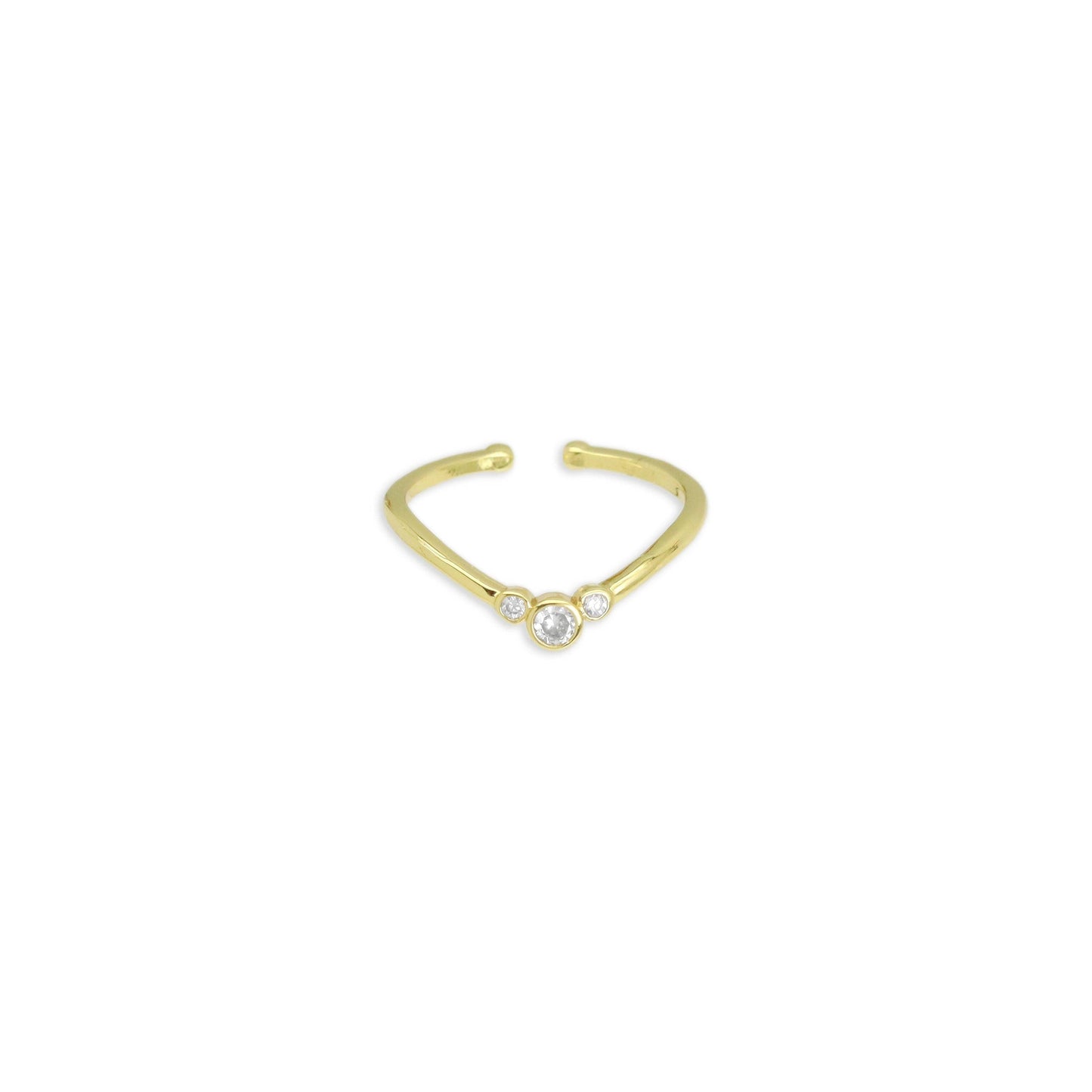 Dainty round CZ chevron point Ring, Sku#LK946