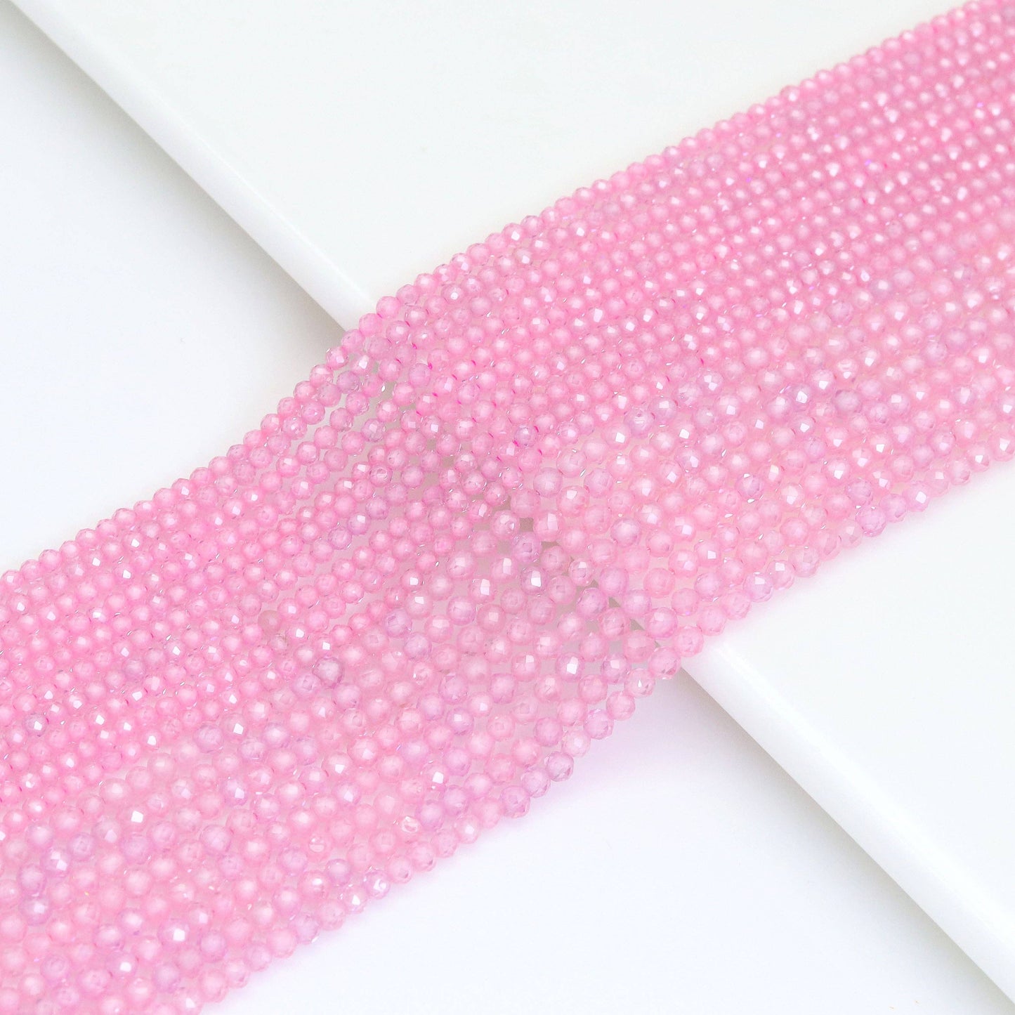 Pink CZ Round Faceted Beads, Sku#U1870