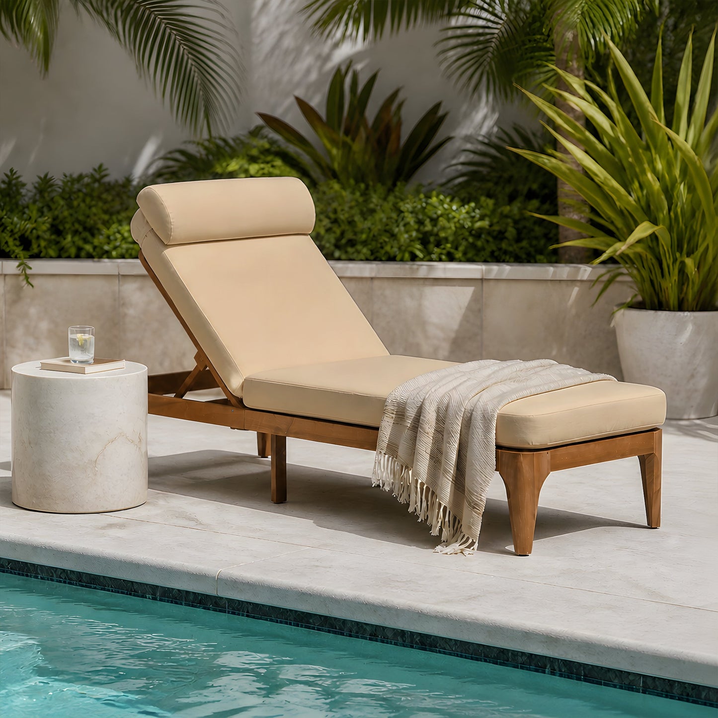 TOPMAX Acacia Wood Chaise Lounge - Set of 2