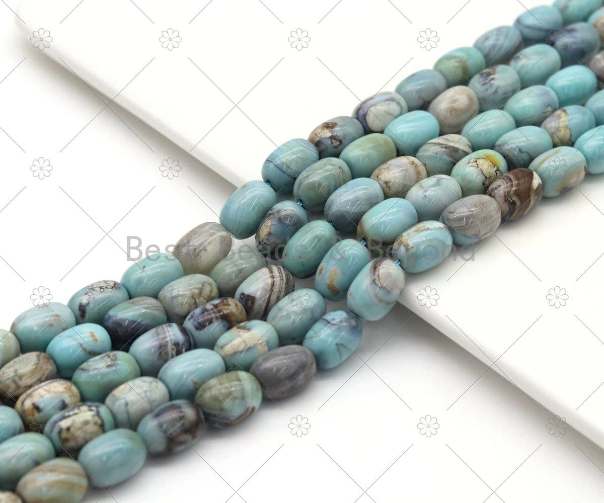 Blue Agate Barrel Smooth Beads, Sku#U1187