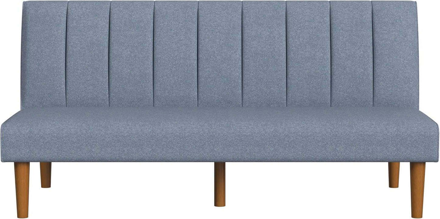 Blue Upholstered Convertible Futon Sofa Bed Dormitory