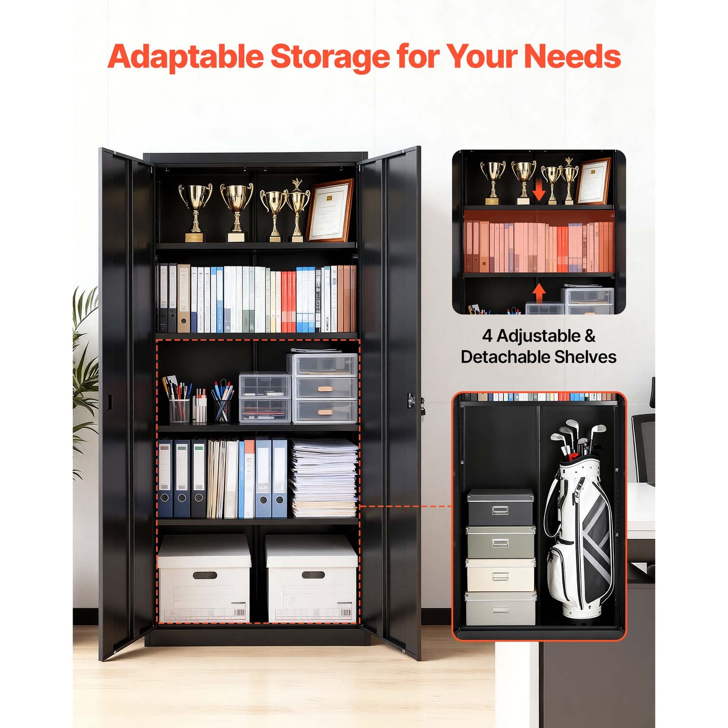 Metal Storage Cabinet with Lockable Steel Construction