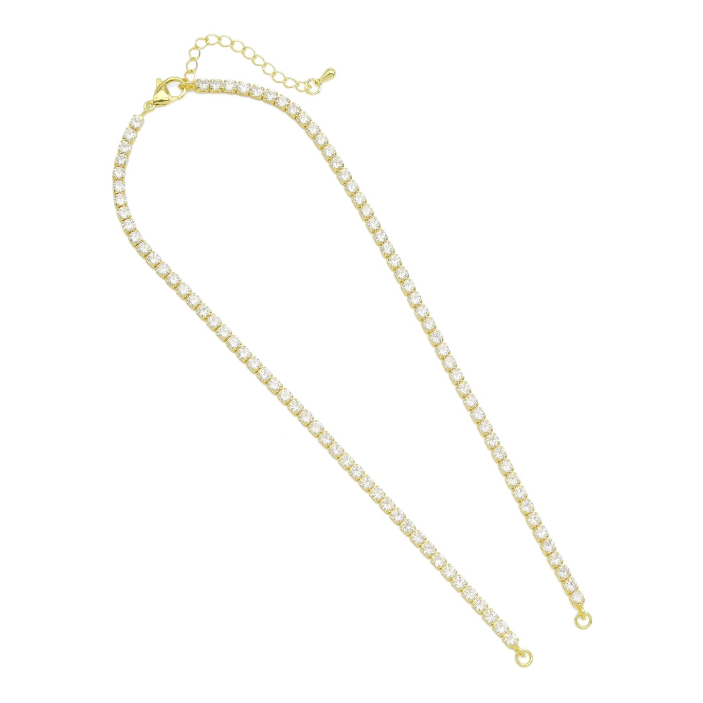 Gold Tennis Chain Connector Style Necklace, Sku#JL192