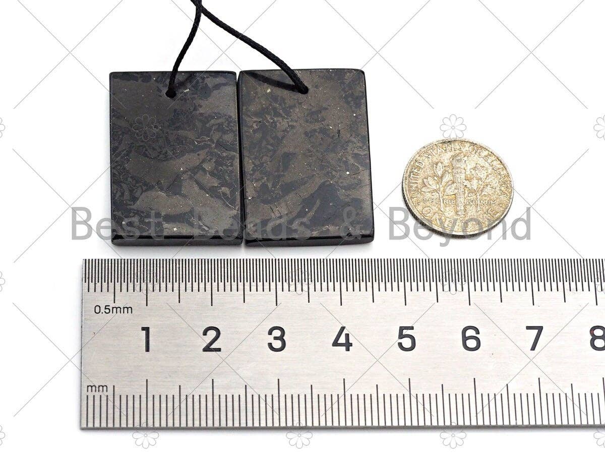 Rectangle Shape Shungite beads for EMF Protection, Shungite Authentic Stone, Healing Energy, Meditation, Protection,20x30mm,sku#U1010