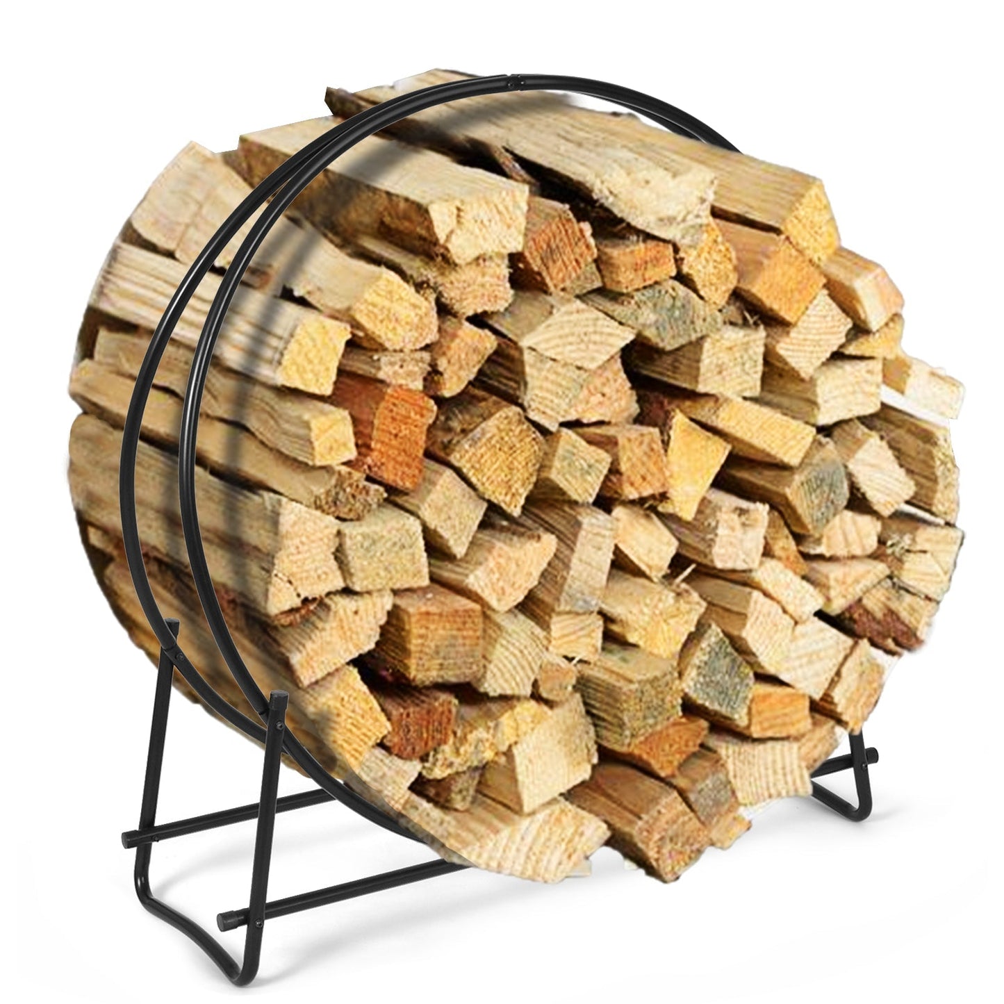 30-Inch Tubular Steel Log Hoop Firewood Storage Rack
