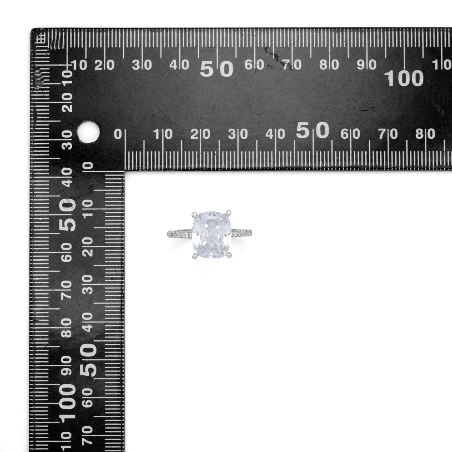 Big Clear Oval CZ Silver Adjustable Ring, Sku#LX775