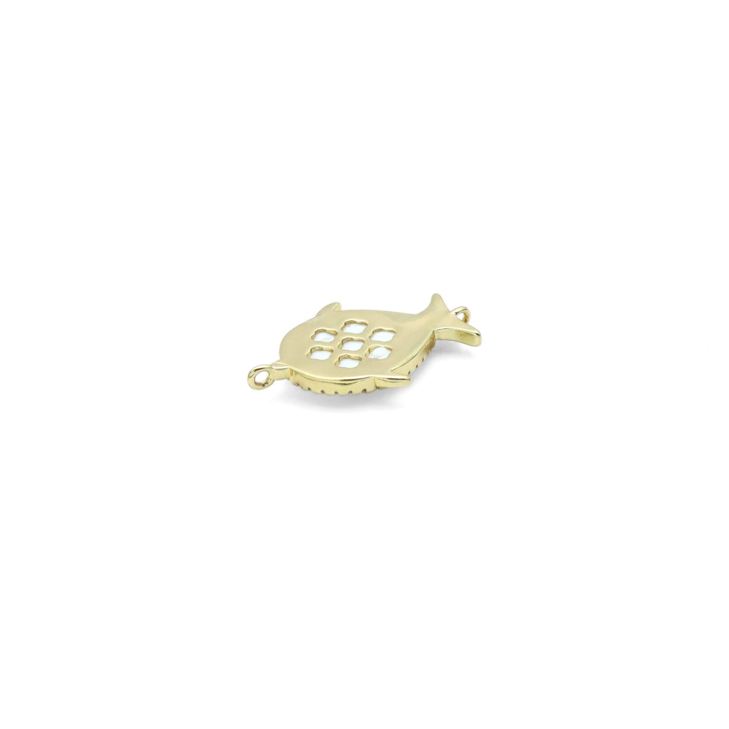White Mother-of-pearl Fish Connector Charm, Sku#WL3