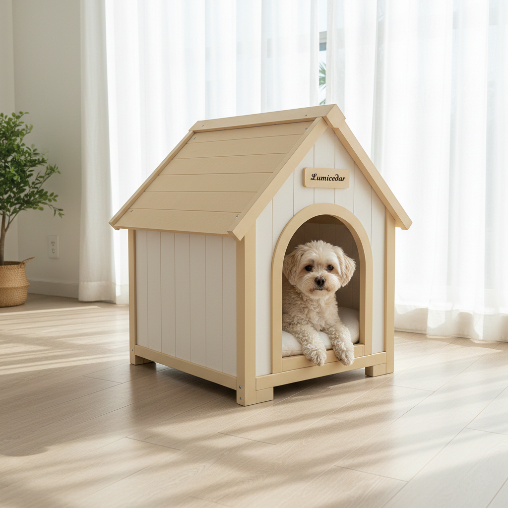 Modern Indoor Wooden Dog House with EVA Cushion