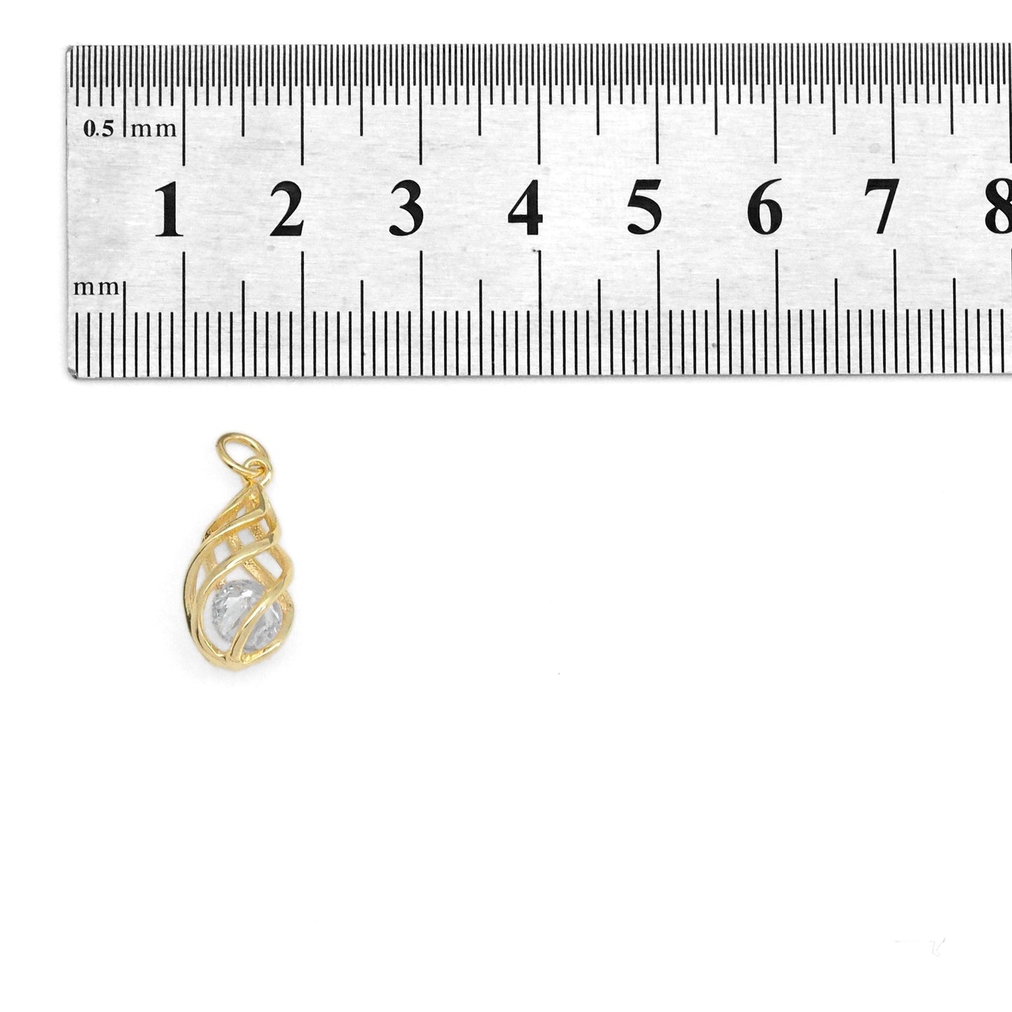 Swirled Teardrop Cage Pendant with Diamond inside, Sku#LX298