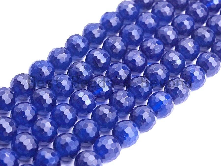 High Quality Natural Navy Blue Color Agate Beads, Round Faceted 6mm/8mm/10mm/12mm, Blue Agate Beads, 15.5inches, sku#U487