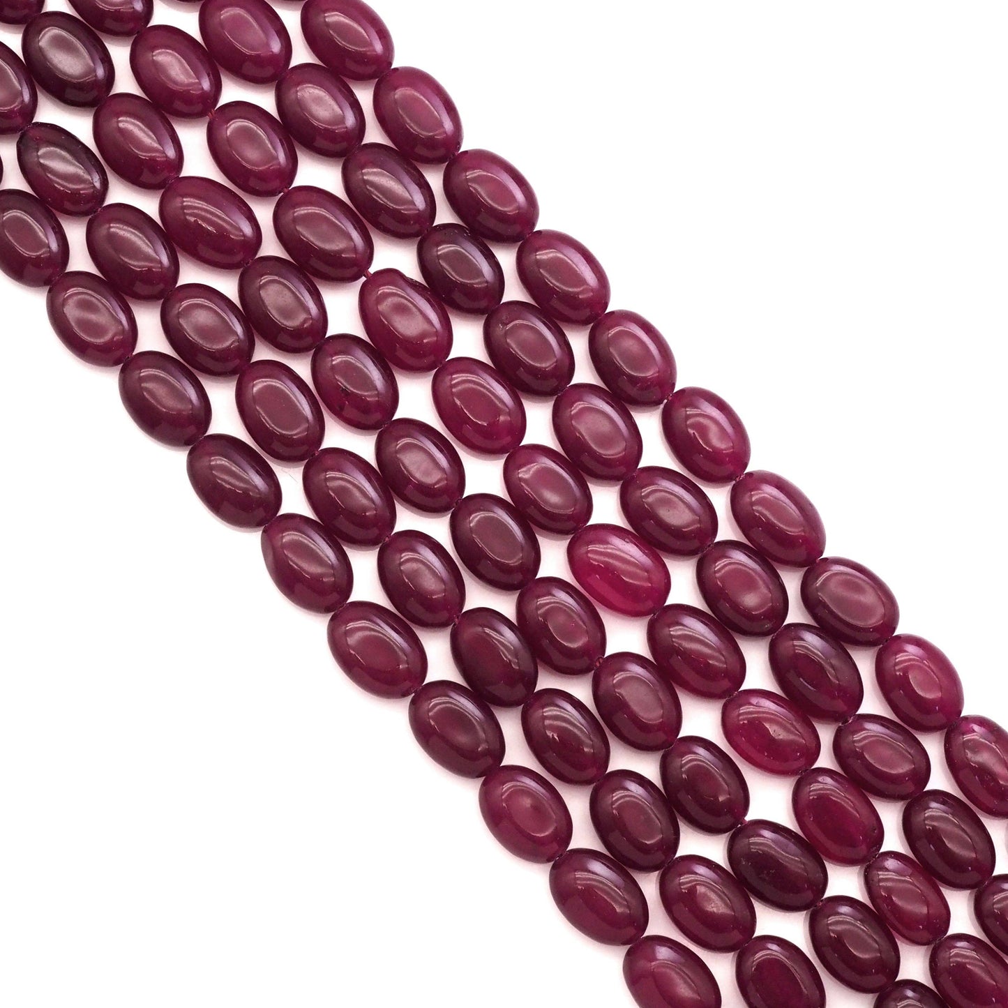 Ruby Jade in Flat Oval Smooth Beads, Sku#U1773