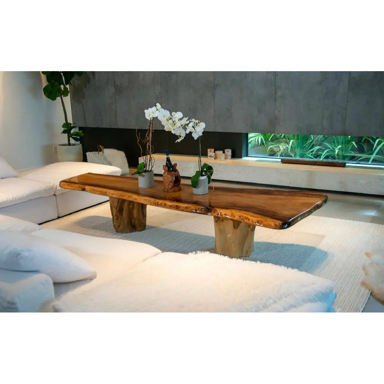 Live Edge Slab Table (With Glass)