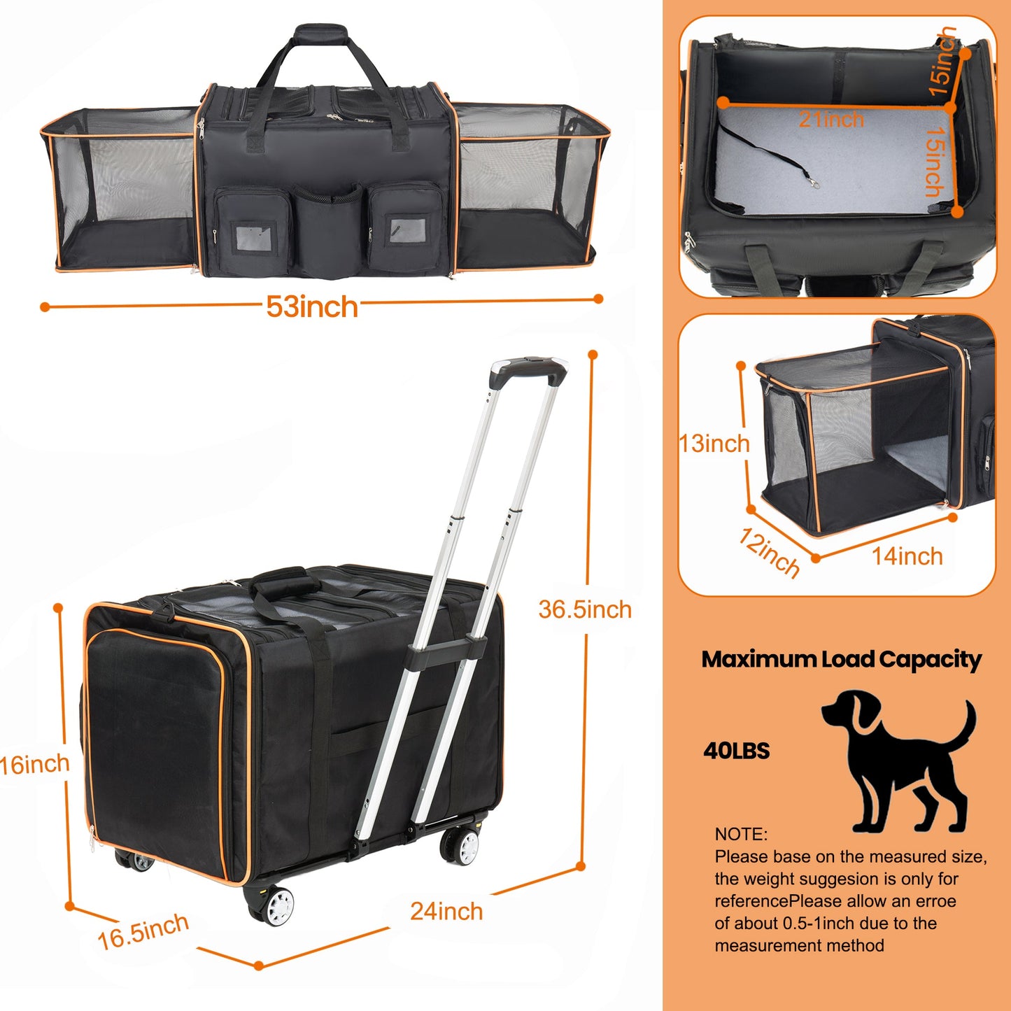 2 In 1 Large Cat Carrier for 2 Cats