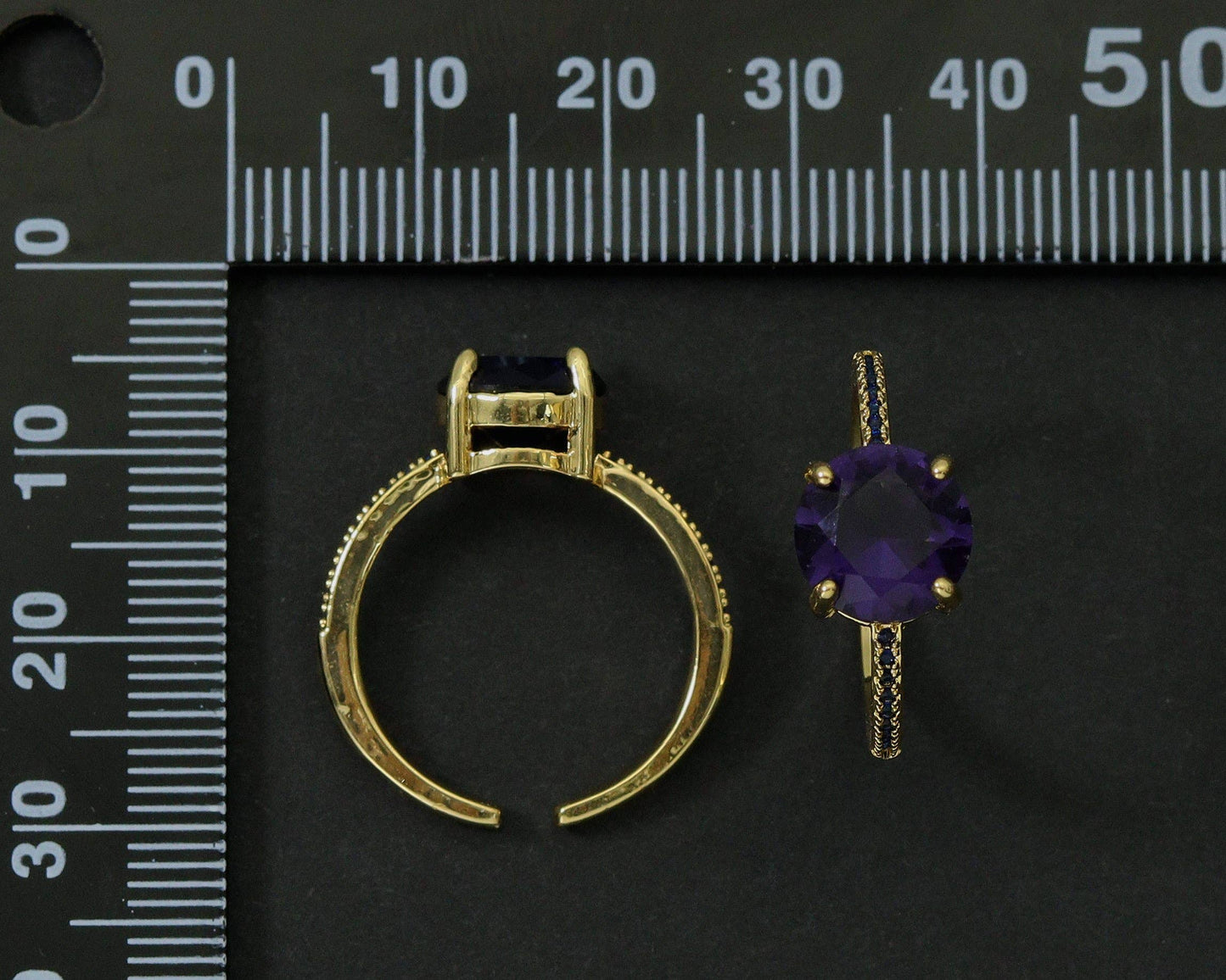 Big Round CZ Adjustable Ring, Sku#X311
