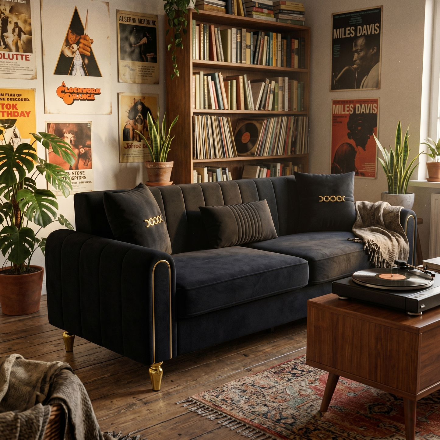 FX-P11-BK Modern 3-Seater Sofa Couch