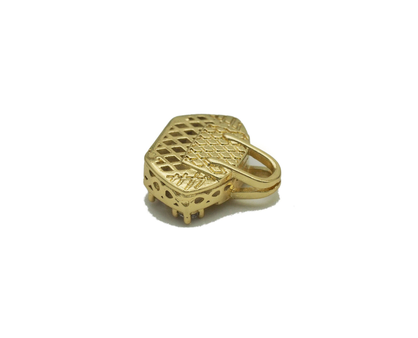 CZ Pave Fashion Bag Purse Charm, Sku#LK672