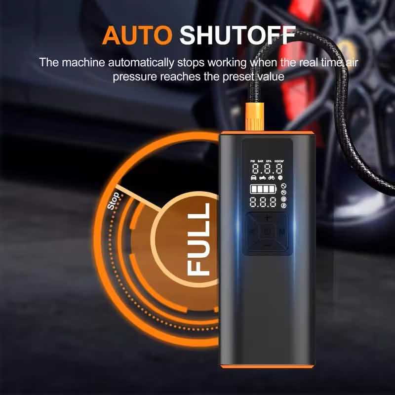Compresseur d'air gonfleur de pneus portable – Pompe à air numérique 150 PSI avec lumière pour voiture, vélo et moto