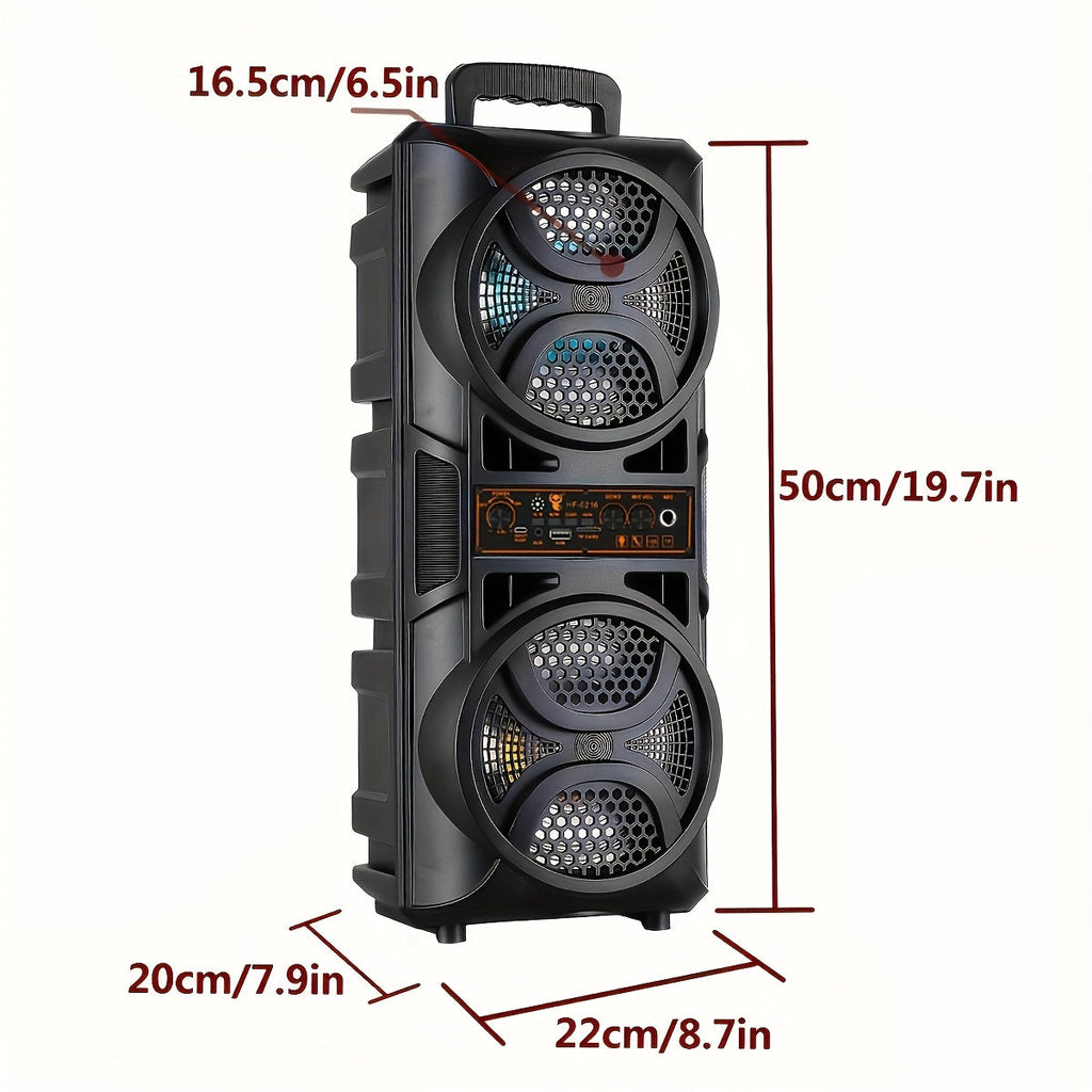 Enceinte Bluetooth portable avec basses subwoofer, double haut-parleur de graves LED 6,5" et microphone