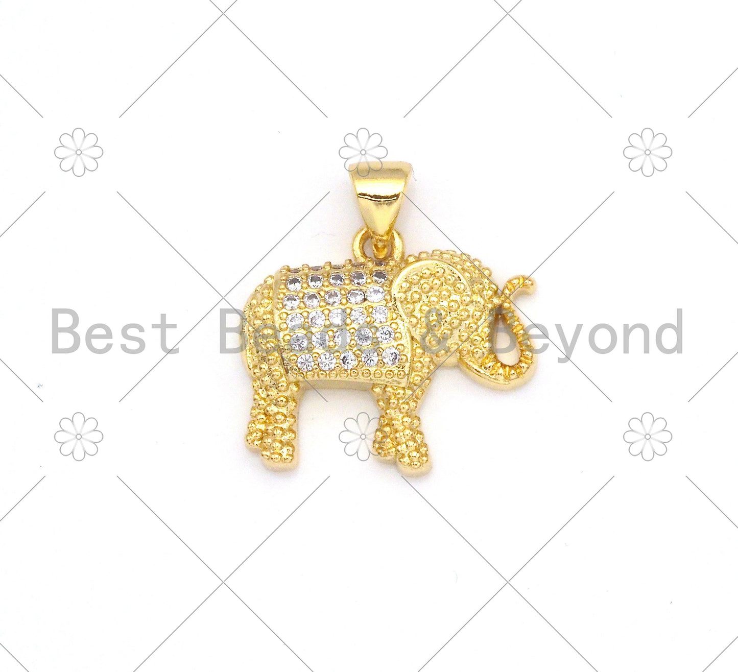 CZ Micro Pave Elephant Shape Pendant/Charm,18K Gold Filled Elephant Charm, Necklace Bracelet Charm Pendant,19x17mm,Sku#LK377