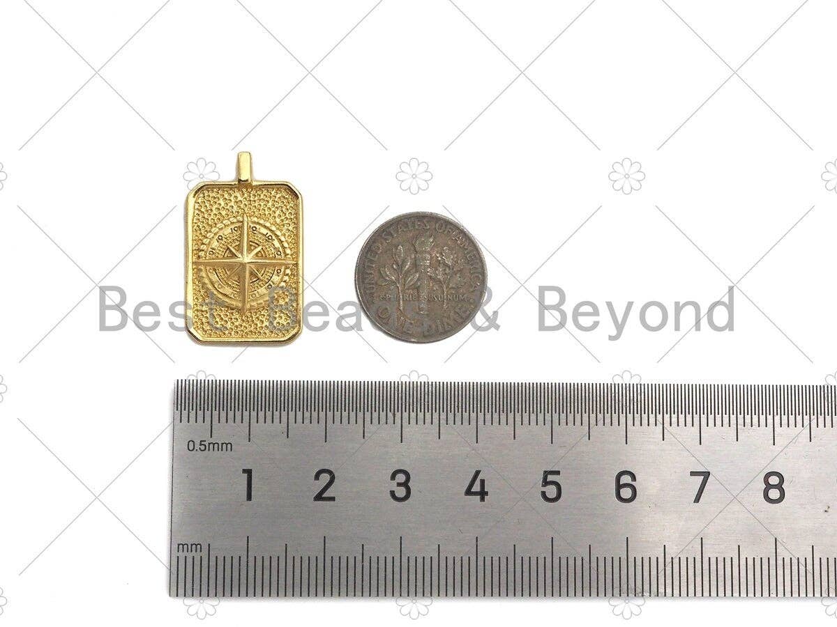18k Dainty Gold North Star On Rectangle Shape Pendant,Gold Medallion Charm,Necklace Bracelet Charm Pendant,16x26mm,Sku#LK289