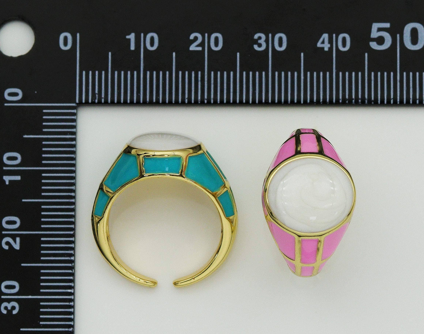Gold Enamel Round Adjustable Ring, Sku#X327