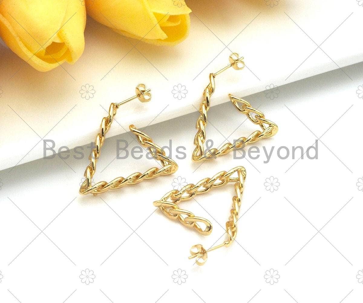 Gold Triangle Geometric Earrings, Sku#J312
