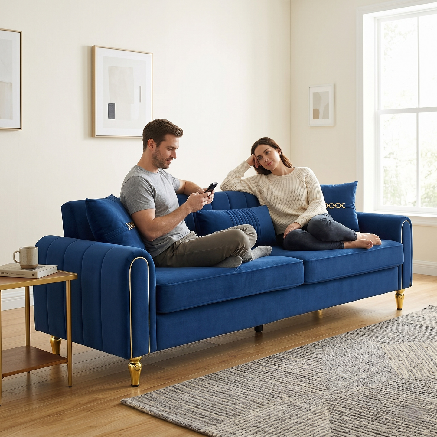 FX-P11-RB 87.4 Inches Upholstered Sofa Couch