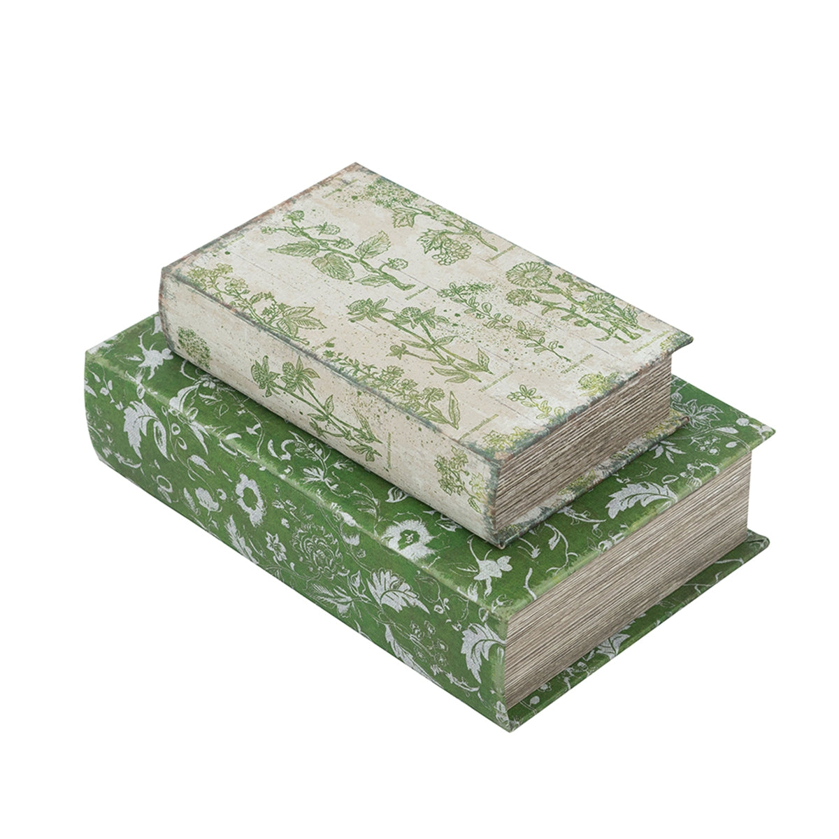S/2 Decorative Book Boxes with Rustic Floral Patterns