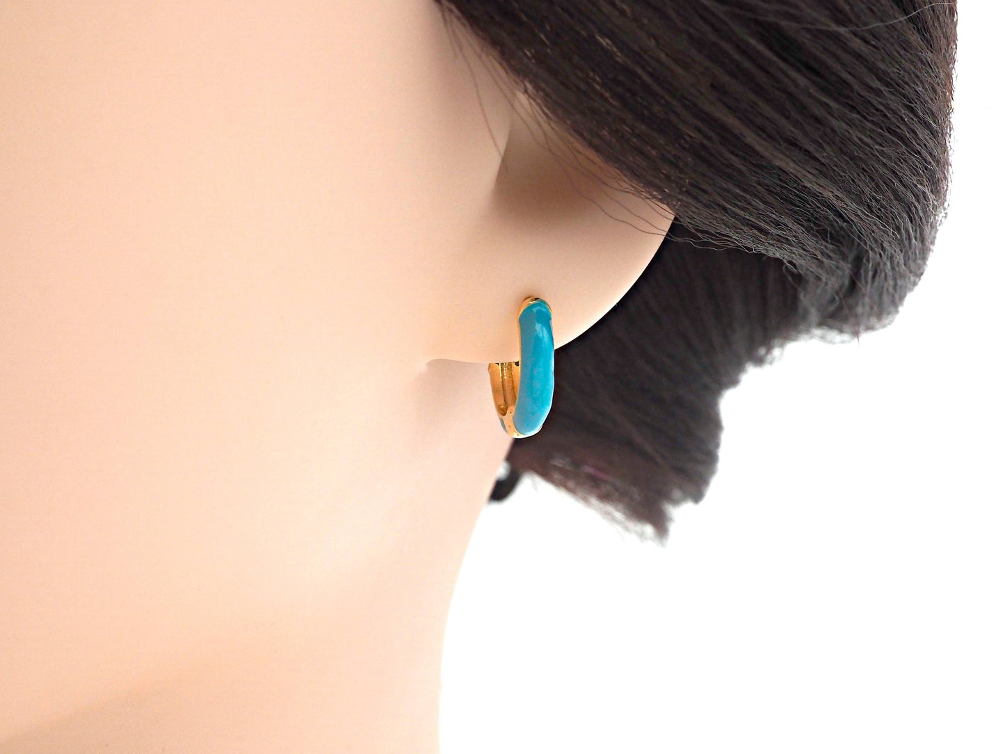 Everyday Wear Enamel Gold Hoop Earring, sku#J309