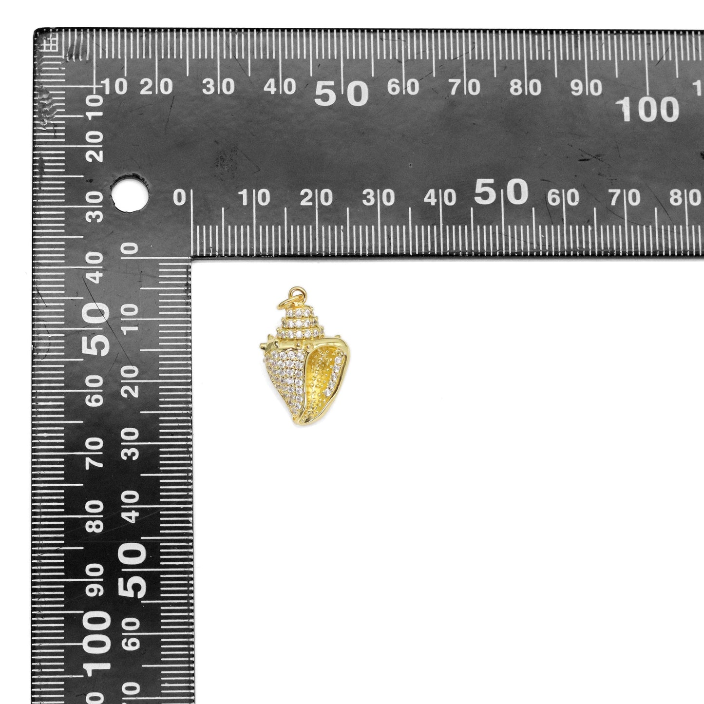 Gold CZ Sea Snail Seashell Shape Charm, Sku#Y906