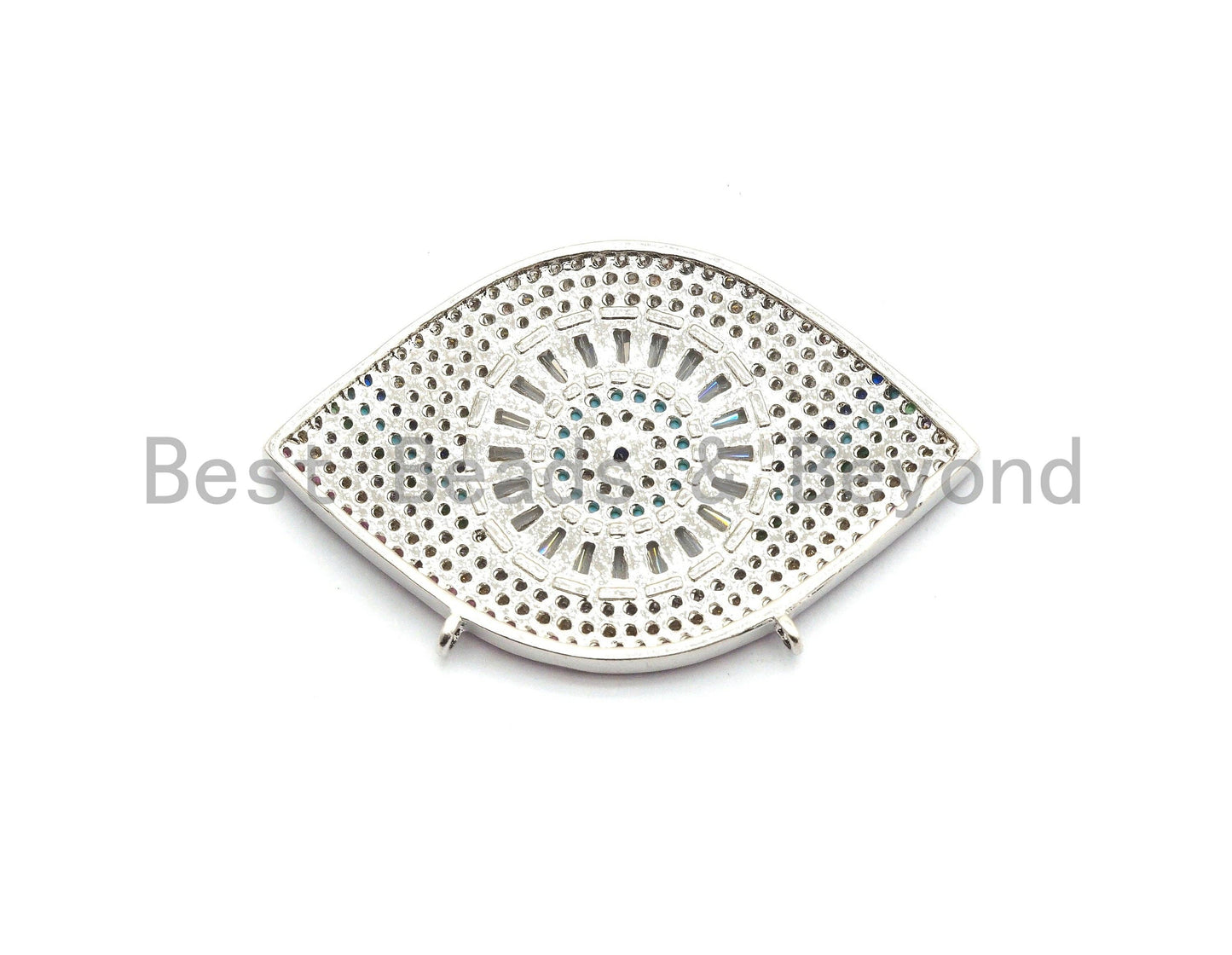 Rainbow Clear CZ Micro Pave Geometric Evil Eye Face Pendant, Cubic Zirconia Pendant,25x40mm, sku#F709