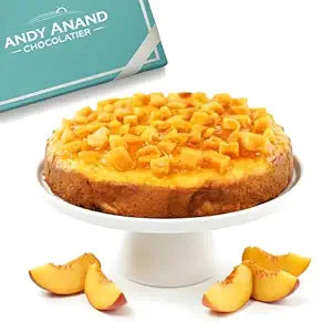 Andy Anand Sugar-Free Peach Cake, 9-Inch, 2 lb – Juicy & Moist, Real Peach Fruit, Diabetic-Friendly, Fluffy Homemade-Style Birthday Gift Box