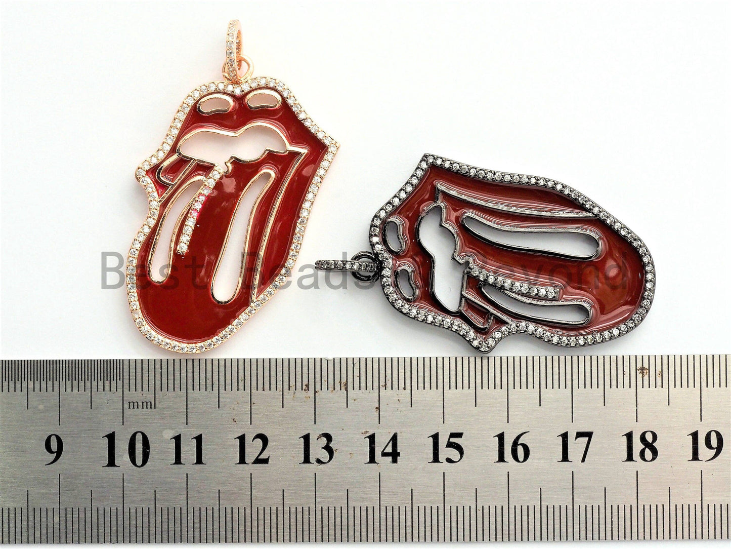 LARGE NEW Enamel Colorful Mick Jagger Rolling Tongue Pendant,CZ Micro Pave Tongue pendant,Enamel pendant,Enamel Jewelry, 32x47mm, #F583