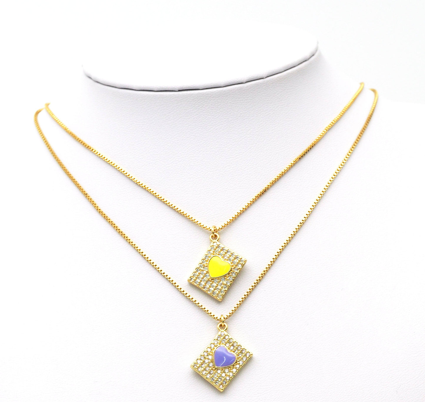 CZ Enamel Heart Charm, Sku#JL85