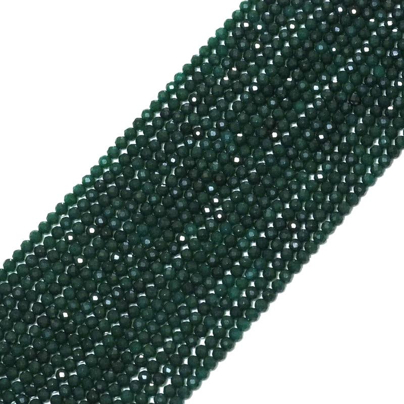 Emerald Jade Round Faceted Beads, 2mm/3mm, Sku#U1501