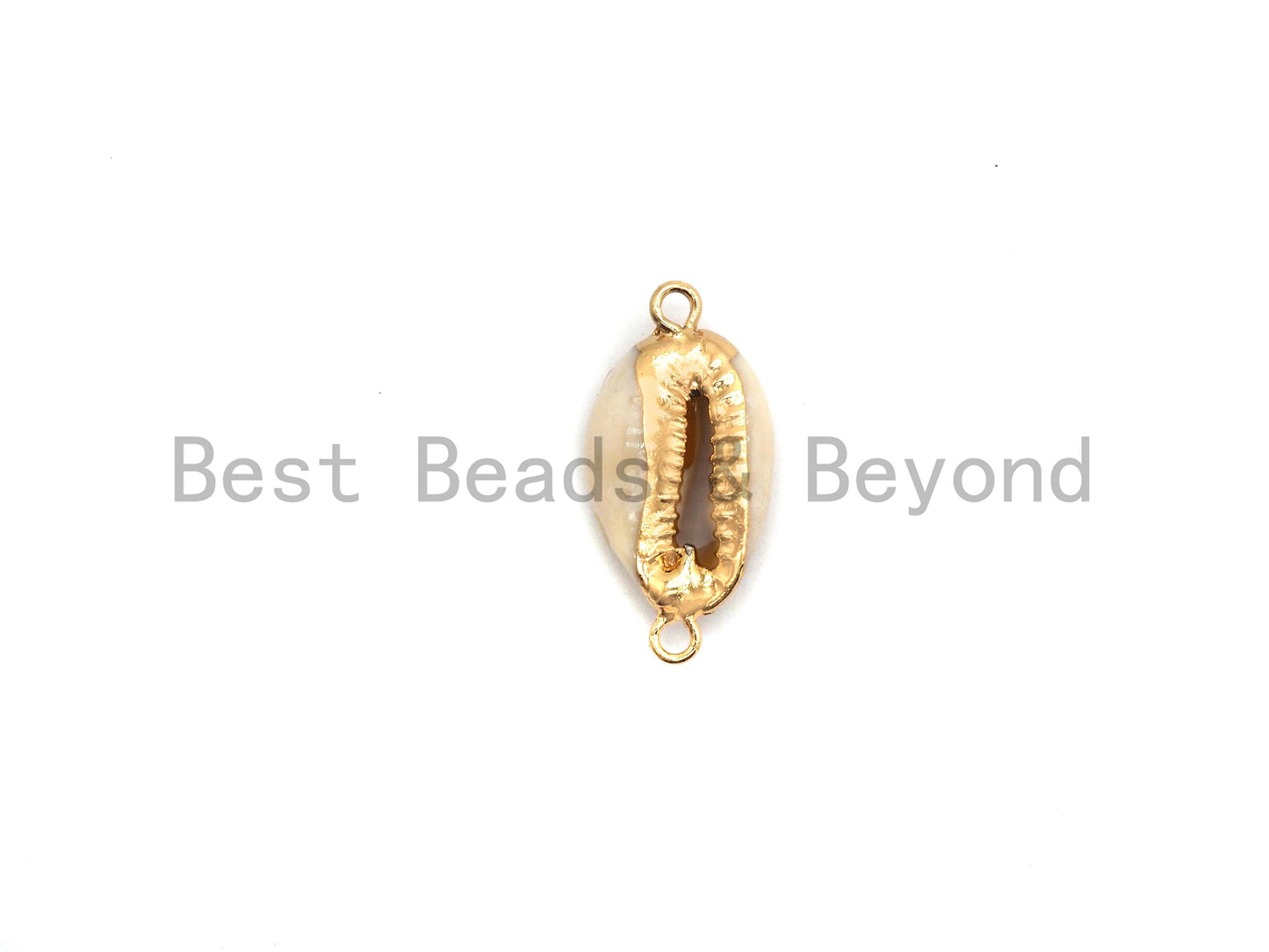 Gold Plated Cowrie Shell Connector, Double Bails Cowrie, Cowrie Charms, Gold Cowrie, Cowrie Necklace, Boho Charm, 12x24mm, Sku#V38