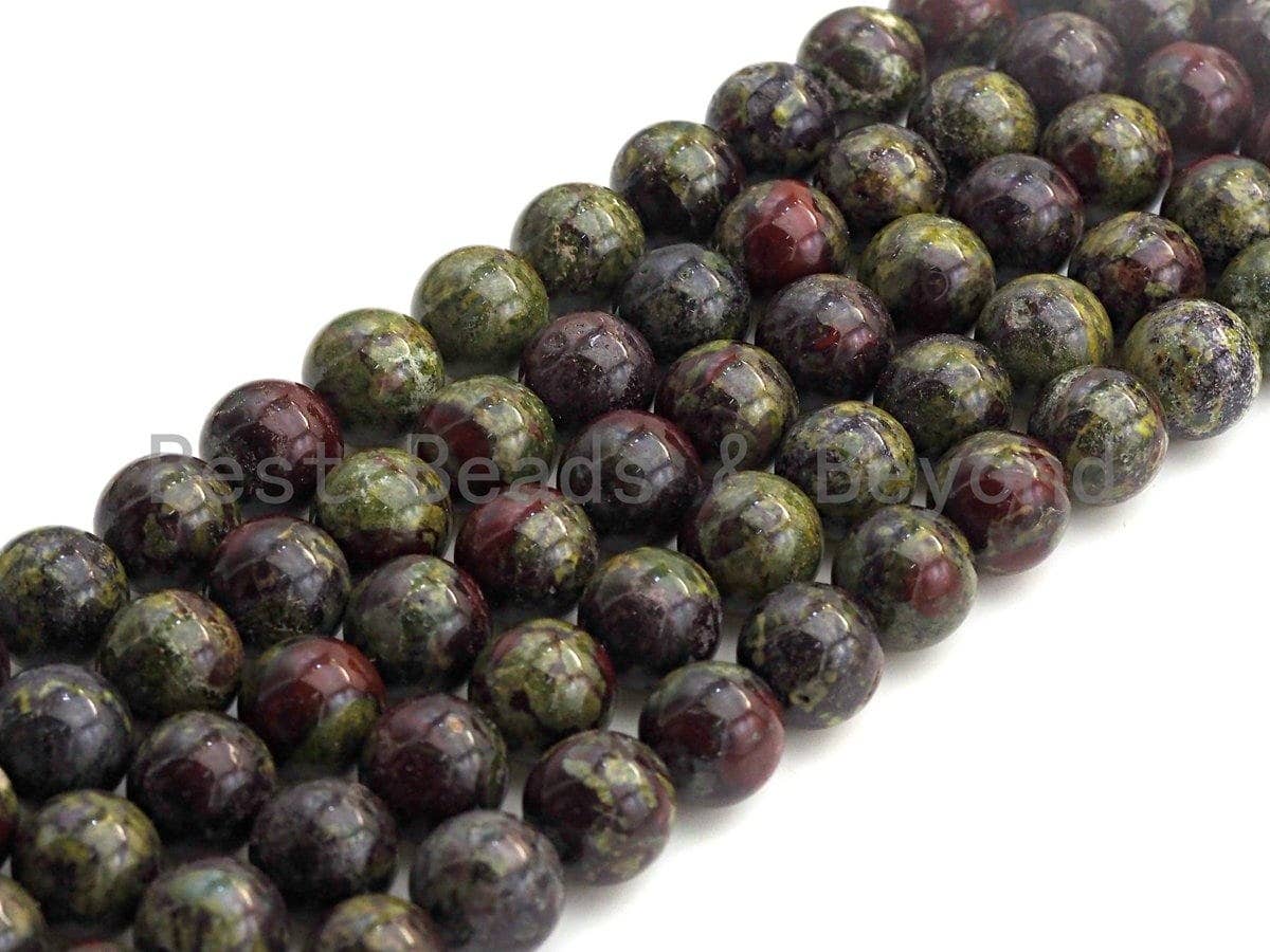 Natural Dragon Blood Jasper, Round Smooth 6mm/8mm/10mm/12mm, 15.5" Full Strand, sku#U632