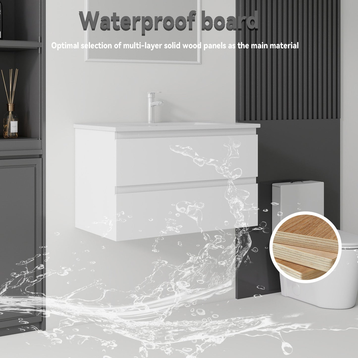 30 Inch Floating Bathroom Vanity with Sink