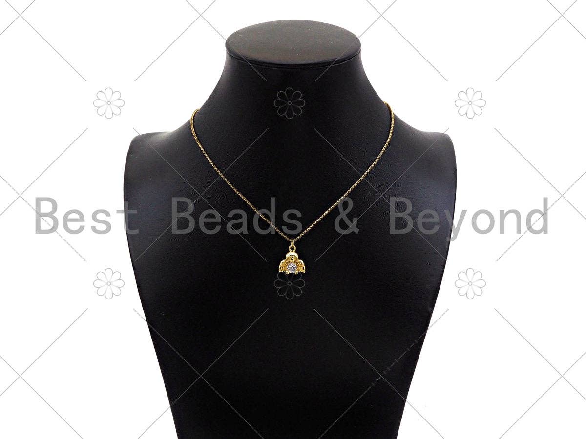 Gold Filled CZ Micro Pave Cute Angel Shape Pendant,18K Gold Filled Angel Charm, Necklace Bracelet Charm Pendant,15x14mm,Sku#LK343