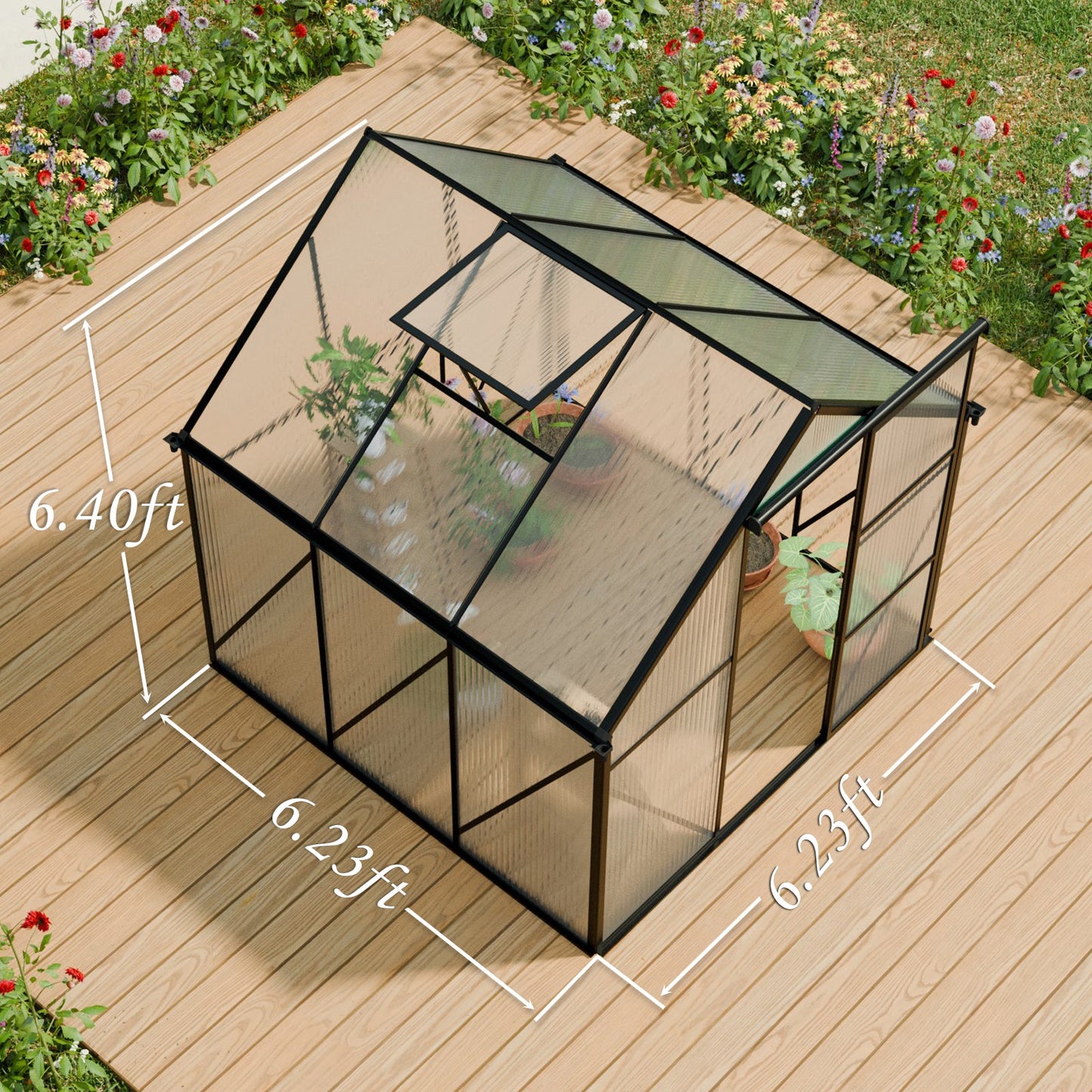 6X6FT Black Polycarbonate Greenhouse