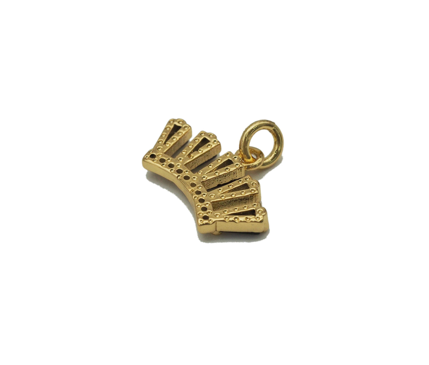 Gold Black CZ Crown Charm, Sku#LK663