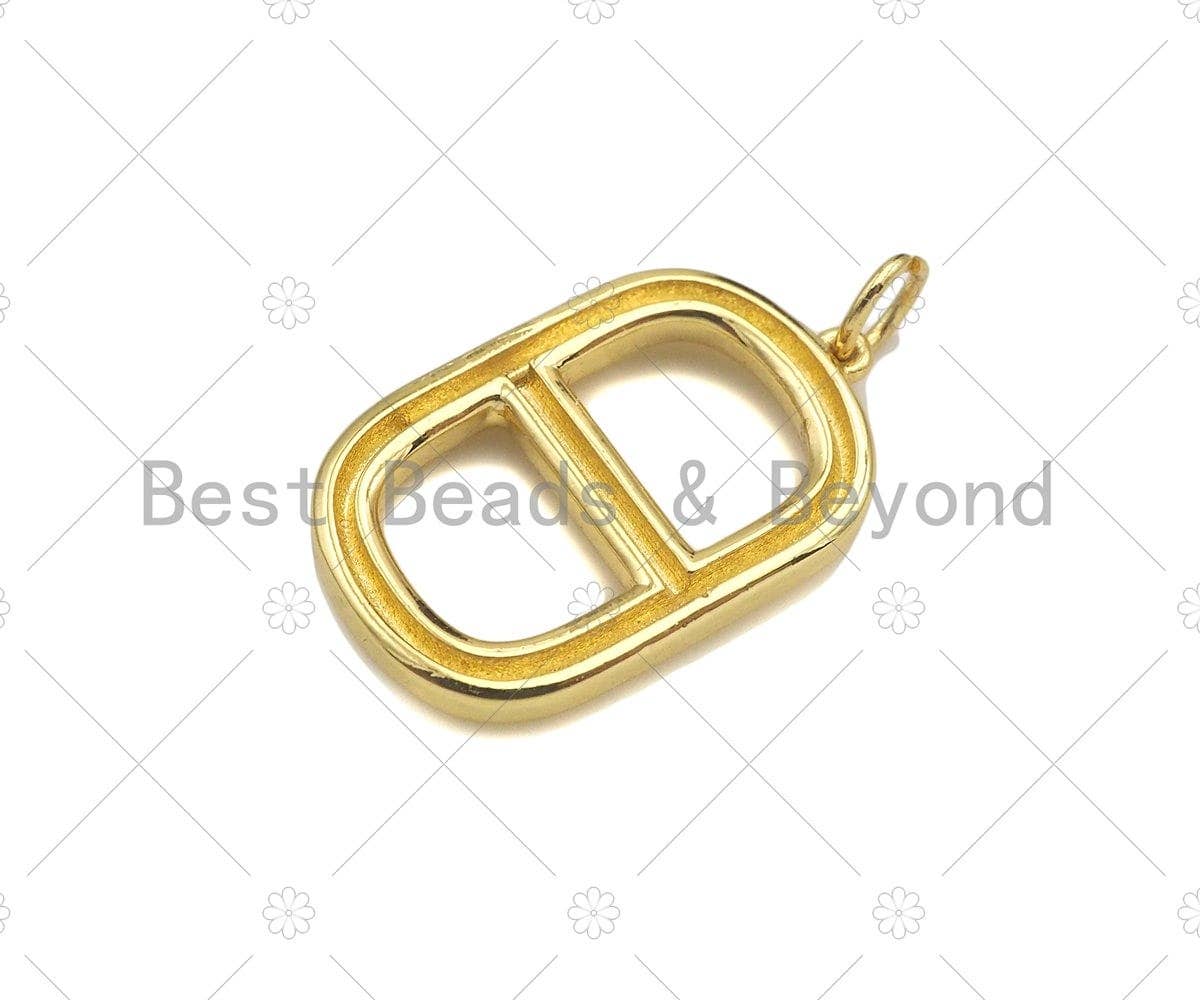 High Polished Can pull Ring Oval Shape Pendant,Dainty Gold/Silver/Rose Gold Charm, Necklace Bracelet Charm Pendant,24x14mm,Sku#Y428