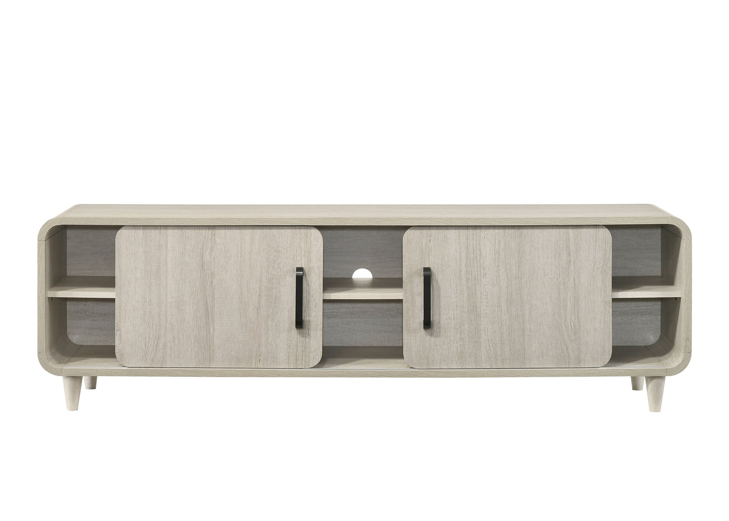 1pc TV Stand - Contemporary Light Wood Finish with Sliding Doors