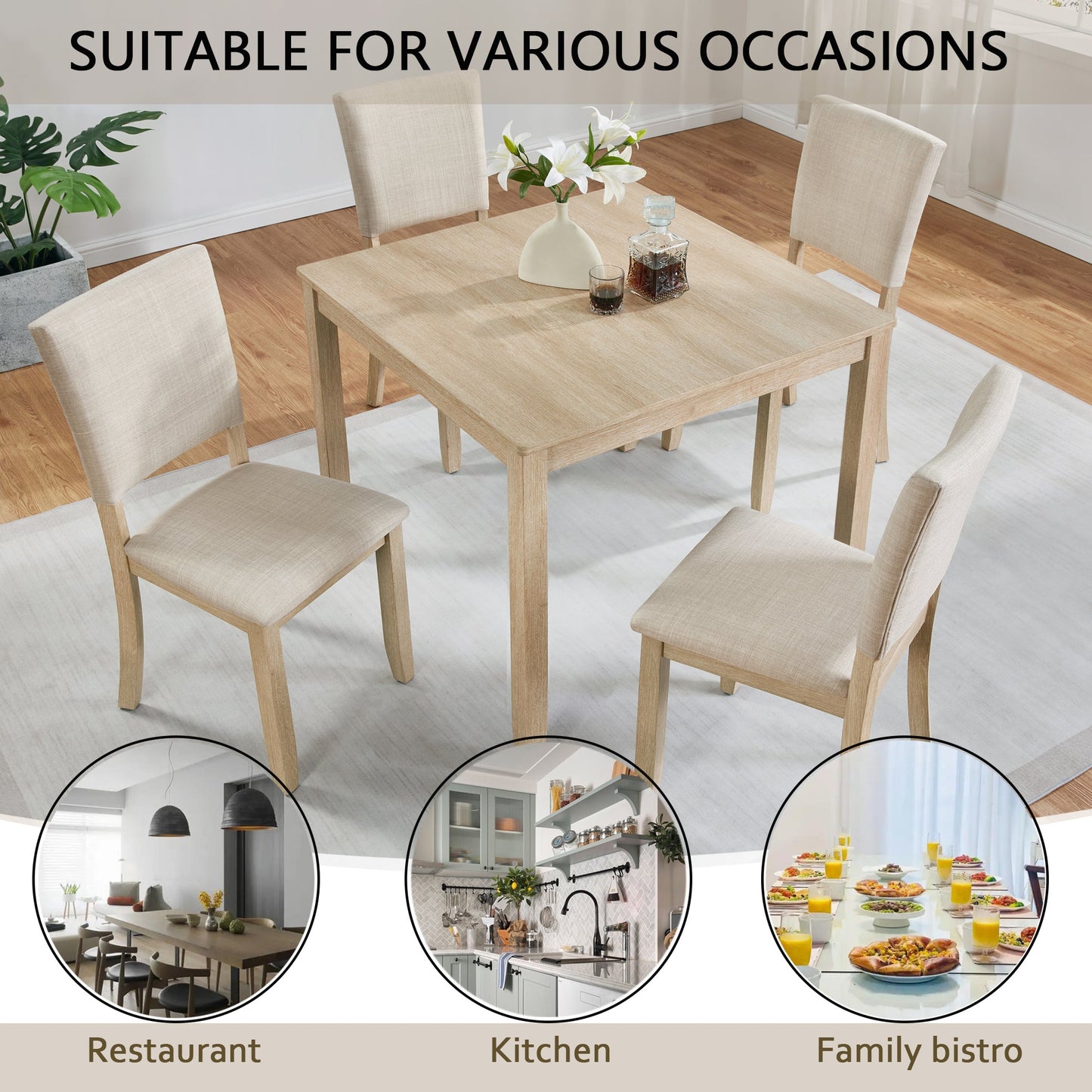 Modern 4 Person Dining Table Set with 4 Chairs