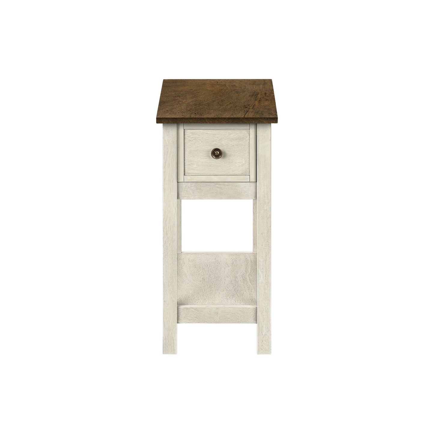 Accent End Table, 2 Tier, Narrow, Lamp, Storage Drawer, Charming Design