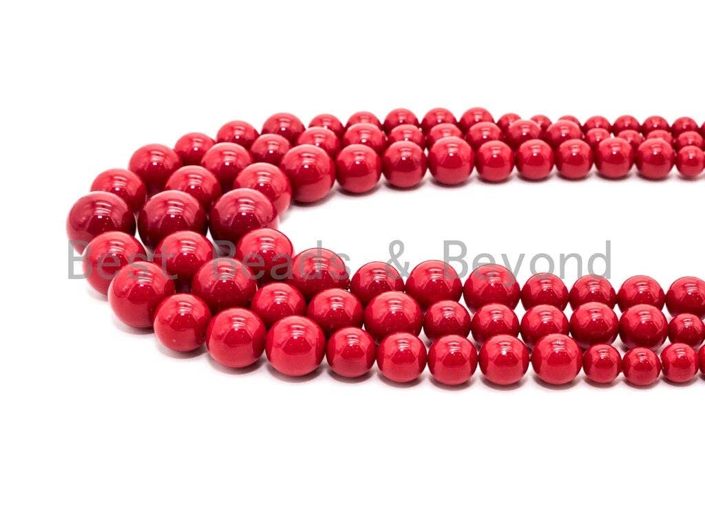 Natural Red MOP Round Smooth Graduate Beads, 8-16mm, Sku#U48