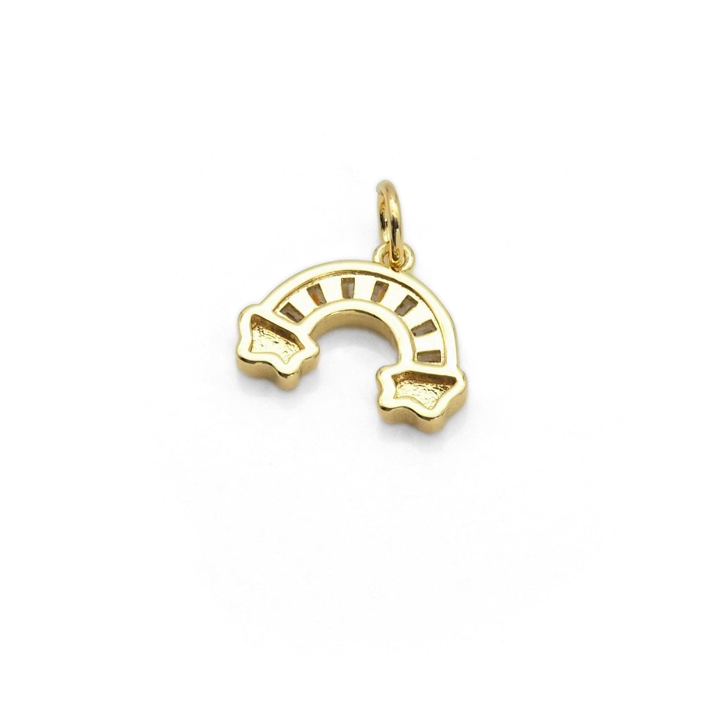 Clear CZ Gold Rainbow Shape Charm, Sku#LX222