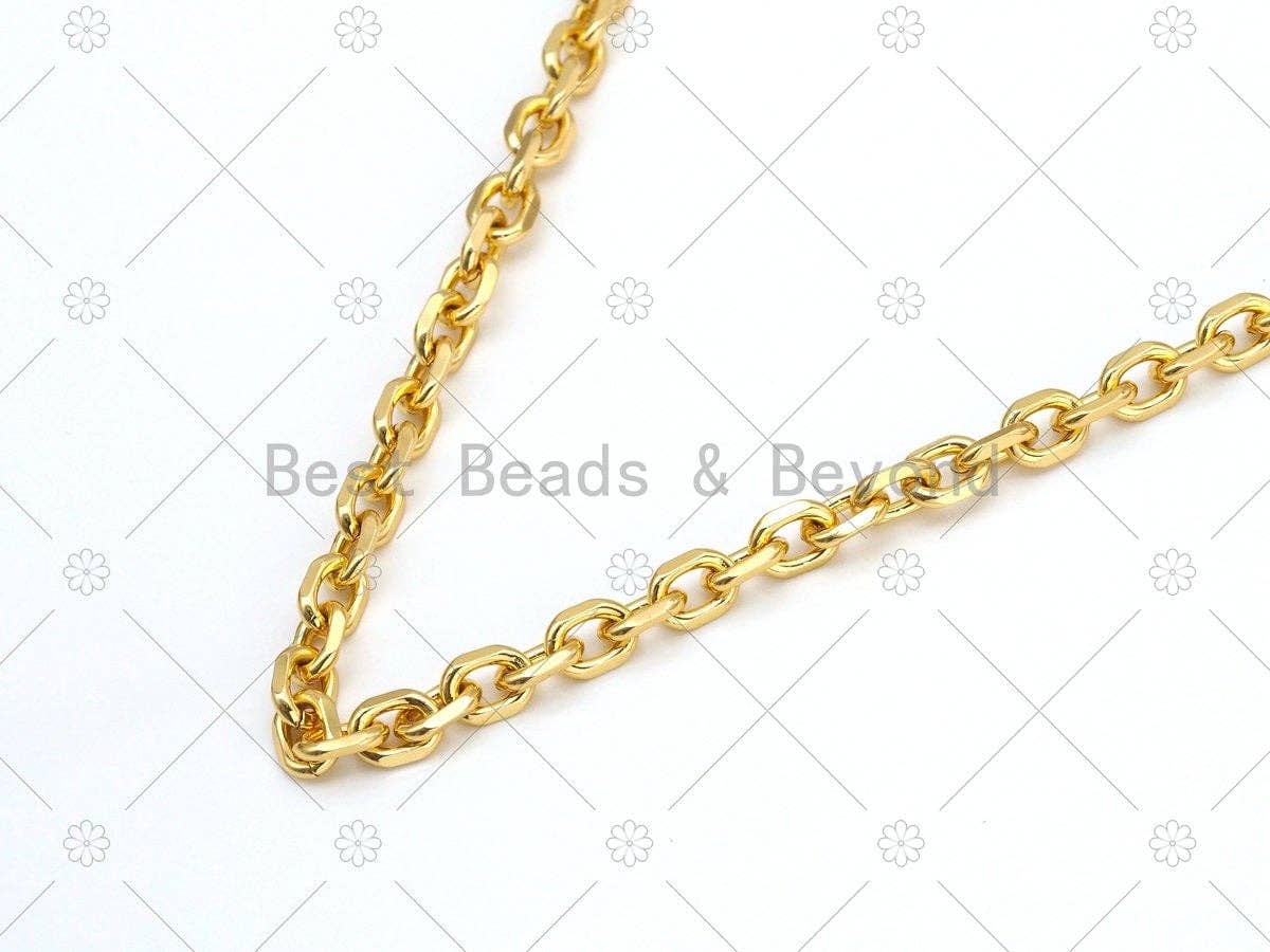 Thick Square link Chain by Yard, Gold Filled Paper Clip Rectangle Chain, Wholesale Bulk Chain, Necklace Bracelet DIY Chain, 7x10mm, LD157